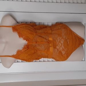 NEW lace yellow orange teddy bodysuit